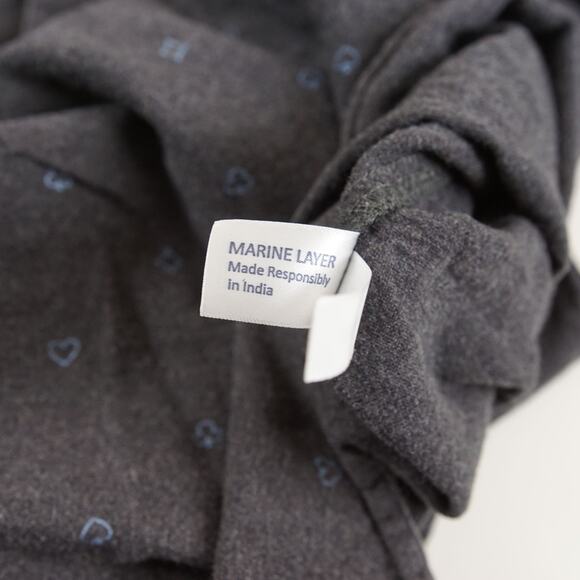 Marine Layer Poker Print Gray Long Sleeve Button Down Flannel Shirt Marge M - L - Picture 9 of 9